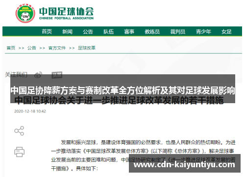 中国足协降薪方案与赛制改革全方位解析及其对足球发展影响